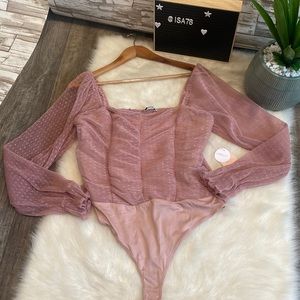 BLASHE Los Angeles XL Swiss Dot Ruched Bodysuit